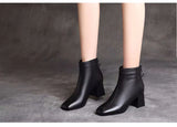 Hnzxzm Autumn Winter Shoes Women High Heels Boots Brand Women Winter Boots Fashion Ladies Ankle Boots Black Square Heel 6cm A4822