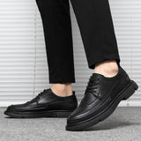 Hnzxzm New 2022 Autumn Early Winter Shoes Men Brogues Flat Thick Sole Mens Casual Shoes Black Leather Male Footwear A4832