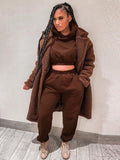 2021 Autumn Winter Chic Women Casual Solid Tracksuit Long Sleeve Outfit Hoodies Trouser Sport Sweatsuits 2 Piece Pant Set Female