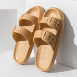 Buckle Bathroom Slippers Summer Indoor Eva Slides Home Sandals Slippers Men Women Non-Slip Household Family Bath Shoes