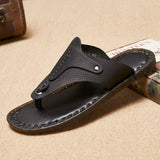 Leather Flip-Flops 2022 Summer New Men's Clip-on Sandals Beef Tendon Bottom Comfortable Slippers