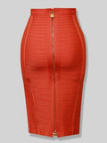 16 Colors Sexy Solid Zipper Orange Blue Black Red Bandage Skirt Women Elastic Bodycon Summer XL XXL Pencil Skirts 58cm