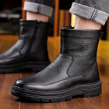 Genuine leather Men Winter Shoes Handmade Warm Snow boots Full Grain Leather Winter Boots For Men