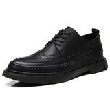 Hnzxzm New 2022 Autumn Early Winter Shoes Men Brogues Flat Thick Sole Mens Casual Shoes Black Leather Male Footwear A4832