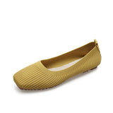 Hnzxzm Summer Breathable Soft Comfort Ladies Flats Knitted Shoes of Women Leisure Shallow Slip-On Outdoor Girls Cotton Loaferser