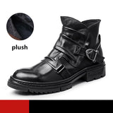 Hnzxzm TOP ! Mature Men's Elegant Folds Leather Boots Businessman Buckle Belt Pleated High End Office Winter Shoes