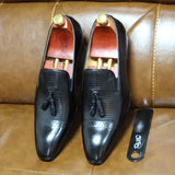 Winter Shoes Mens Tassel Loafer Genuine Leather Black Brown Slip On Men Dress Shoes Designer Shoes Wedding Formal Shoes