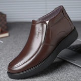 Hnzxzm New Winter Shoes Men Chelsea Boots Genuine Leather Mens Ankle Boots Flat Cow Leather Warm Plush Male Winter Botas A4822