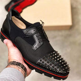 Hnzxzm Men Fashion Derby Shoes Black PU Stitching Thick Sole Rivet Wing Tip Lace Up Personality Casual Street Outdoor Dress Men Shoes