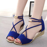 Peep toe Sandals Women Summer Shoes Women Wedges Sandals Fashion Summer Ladies Wedge Shoes Woman Sandal Black Red Blue A679