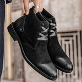 Genuine Leather Men's Boots  Autumn Ankle Boot American Style Vintage Fashion Shoes for Man Pointed Toe Male Zapatos De Hombre