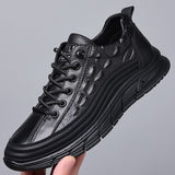 Hnzxzm Handmade Shoes Genuine Leather Casual Shoes For Men Flat Platform Walking Shoes Outdoor Footwear Loafers Breathable Sneakers