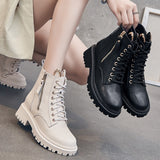 Genuine Leather Boots for Women Autumn Early Winter Shoes Thick Sole Cow Leather Women Ankle Boots Brand Ladies Footwear A3780