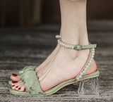 Luxury Beaded High Heels Women Sandals Chunky Summer Crystal Women Shoes 2022 New Party Sexy Women Slippers Fashion Dress Slides