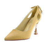 Hnzxzm Female Casual High Quality Pointed Toe Yellow Slip on Stiletto Heels for Office Women Party Black Heel Shoes Zapatos Dama