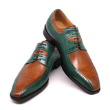 Size 7-13 Luxury Men Dress Shoes Real Leather Handmade Green Brown Lace Up Mens Brogue Derby Shoes Wedding Oxford Shoes for Men