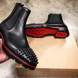 Men Chelsea Boots Rivets Black Punk Handmade Men Boots Free Shipping Non-slip Zapatillas De Seguridad Hombre Para Trabajo