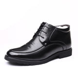 New Arrival Winter Shoes Men Genuine Leather Footwear Black Business High top Shoes Warm Plush Men Casual Shoes A2845