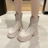 Women Chunky Platform Shoes Chelsea Boots 2022 New Winter Fashion Ankle Boots Snow Zipper Designer Dress Sport Causal Lady Botas