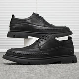 Hnzxzm New 2022 Autumn Early Winter Shoes Men Brogues Flat Thick Sole Mens Casual Shoes Black Leather Male Footwear A4832