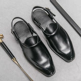 Hnzxzm Original Leather Shoes Fashion Men Shoes Summer Men's Sandals Anti-collision Driving Shoes Handmade Beach Retro Sandals Slippers