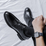 New Fashion Genuine Leather Shoes Men Business Shoes Flat Cow Leather Mens Casual Shoes Brand Male Footwear Black A4742