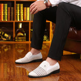 Men Summer Leather Shoes Pointed Toe Quality Microfiber Leather Soft Man Breathble Hole Shoes For Man Summer Zapatos De Hombre