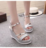 Hnzxzm Fashion Platform Sandals Women Summer Shoes Brand Ladies Wedges Sandals Black Gold Silver Super High Heels 11cm