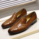 Hnzxzm 2022 Autumn Luxury Mens Loafers For Wedding Party Street Fashion Brown Genuine Real Leather Slip On Men Dress Shoes Formal Shoes