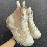 Hnzxzm New High-top Canvas Shoes Hip-hop Personality Designer Trainers Flat Bottom Platform Round Toe Sneakers Lady Casual Shoes Female