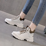 Autumn Early Winter Boots Women Genuine Leather Shoes Thick Sole Cow Leather Ladies Ankle Botas Height Increasing 4.5cm A4764