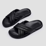 Hnzxzm Summer High-end Men's Sandals And Slippers Open Toe Beach Shoes Breathable Leather Men's Casual Slippers