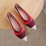 New Flats Knitted Single Work Women's Summer 2022 Pumps Splicing Net Pointed Toe Pregnant Slip-On Work Sexy Ladies Pump Shoes