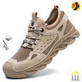 Breathable Summer Safety Work Shoes For Men Insulation 6KV Plastic Toe Anti-smash Non-slip Indestructible Boots Male Footwear