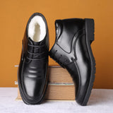 New Arrival Winter Shoes Men Genuine Leather Footwear Black Business High top Shoes Warm Plush Men Casual Shoes A2845