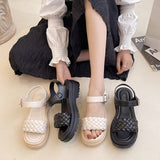 Summer Open Toe Weave Flats Sandals 2022 New Casual Women Shoes Fashion Dress Slippers Shallow Platform Shoes Slides Zapatos