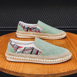 New Fashion Men Canvas Shoes Flat Soft Comfortable Mens Casual Shoes Brand Casual Man Loafers Cloth Black Green A4766